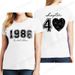 Short Sleeve T-Shirts For Women 40th Birthday Regular Sportswear Vintage 1986 40 Bday Women's Stretch Polyester Casual Creative_ecoleips.com