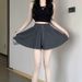 Korean Style Ballet Wrap Shorts - High Waist Flowy Wide Leg Skort With Ruffle Hem_ecoleips.com