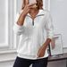 Women's Clothing Casual Lapel Zipper Long Sleeve Sweatshirt Autumn/Winter Pockets Included Polyester Solid_ecoleips.com