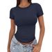 2026 European And American New T-Shirt Slim Fit Round Neck Tight Sexy Summer Top Women's Clothing_ecoleips.com