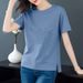 Summer 2026 Short-Sleeved T-Shirt For Women, Loose Korean Style, Round Neck, Solid Color, Large Size Embroidered Top, Tr_ecoleips.com