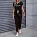 Color Block Trim Casual Suit For Women American Style Simple Loose Fit Short Sleeved Set Spring Summer Autumn New_ecoleips.com