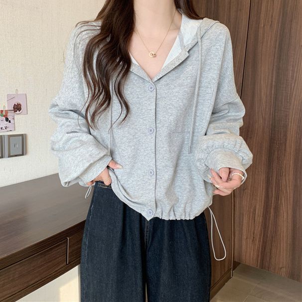 real-shot Women's Thin Hoodie, Fashionable And Youthful, Short Style, Long-sleeved With Hood, Jacket_ecoleips.com