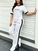 Women's Heart Print Crew Neck Short Sleeve T-Shirt And Casual Pants Set Summer New Arrival 8002 Print_ecoleips.com
