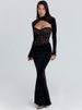 Mozision Long Sleeve Backless Sexy Maxi Dress Women Gown Elegant Lace Print Off-shoulder High Waist Ruched Bodycon Club Dresses_ecoleips.com