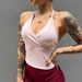 Women's Clothing V Neck Fitness Sports Vest Halter Neck Slimming Yoga Top With Bra Pads Sexy Running Top_ecoleips.com