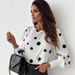 New Year Women's Autumn Top Polka Dot Round Neck Long Sleeve Shirt Printed Shirt Women_ecoleips.com