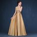 Women's Clothing Golden Evening Dress Banquet Temperament Fairy Light Luxury Niche High End Vocal Music Art Exam Graduation Host Dress_ecoleips.com