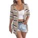 Real Shot Of 2026 Spring/summer Casual Striped Hollow-out Sleeveless Knit Cardigan For Vacation, Independent_ecoleips.com