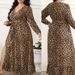 Leopard Print Slit Long Sleeved Dress For Women Trendy European American Fashion Spring_ecoleips.com