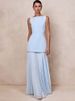 Mozision Elegant Two Piece Maxi Dress Women Fashion Boat Neck Sleeveless Bodycon Pleated Club Party Long Dress Female Vestidos_ecoleips.com