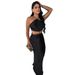 Verve K10759 Women's Pleated Sexy Tie Evening Dress With Back Slit New_ecoleips.com