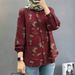 Women's Clothing Muslim Floral Shirt Fashion Puff Sleeve_ecoleips.com