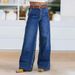 Women's Retro Wide Leg Jeans High Waisted Casual Washed Straight Leg Pants European American Style Spring Autumn Summer Cotton_ecoleips.com