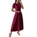 Women's Clothing Elegant Sexy European American Style Women's Short Sleeve Dress Evening Gown Spring Summer For Formal & Casual_ecoleips.com