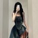French Style Stunning Sweet And Spicy Girl Strapless Denim Dress For Women In Summer, High-End Feeling, Slim Waist,_ecoleips.com