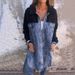 Women's Clothing Autumn Denim Splicing Fur Coat Shirt Loose Long Sleeve Top Denim Shirt_ecoleips.com