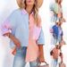 Women's Clothing Women's Clothing Summer New Internet Celebrity Style Contrast Color Stitching Drop Shoulder Long Sleeve Shirt Female_ecoleips.com