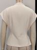 K Fashionable And Minimalist Half Height Collar Short Sleeved Off White Waist Style Paired With Button Up Women's Top_ecoleips.com