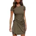 2026 Summer New Short-sleeved Round Neck Ruffle Bow Belt Irregular Dress_ecoleips.com