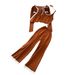 Women's Clothing Long Sleeved Contrast Color Knitted Cardigan Jacket Vest Three Piece Suit High Waist Slim Straight Wide Leg Pants_ecoleips.com