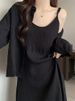 plus Size Summer Long Sleeve Shirt Early Spring New Style Slimming Meat Covering Elegant Strap Dress Two Piece Set Women's Cl..._ecoleips.com