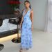 European And American Women's Clothing 2025 Summer New Fashion Printed Sexy Slim-Fit Vacation Style Backless Tie-Up_ecoleips.com