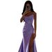 2024 Spring New Strapless Ruched Slit Satin European And American Sexy Slim Fit Bodycon Dress_ecoleips.com