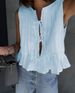 Women's Clothing Summer Y2K Hot Selling Solid Color Cotton And Linen Pleated Strap Women's Shirt_ecoleips.com