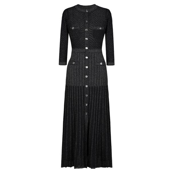 Women's Clothing American Style Knitted Dress High Quality Round Neck Slim Fit 3/4 Sleeve New Autumn Spring Fashion In Stock_ecoleips.com