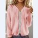 Women's V-Neck Zip-Up Sweatshirt With 3D Jacquard & Ribbed Trim – Cozy Oversized Pullover For Fall_ecoleips.com