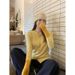 Goose Yellow Unique Patchwork Knit Cardigan Women, New Slim Fit Slimming Sweet Spicy Stunning Long Sleeve Coat For_ecoleips.com
