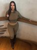 Women's Clothing Fashion Printing Slim Sexy Elastic Long Sleeved Round Neck Top Trousers Suit Women's Clothing_ecoleips.com