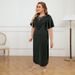 Women's Clothing Plus Size Women's 3D Decorative Tassel Slit Dress Five Sleeve Fashion For Formal & Casual For Women_ecoleips.com