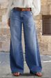 Women's Clothing Retro Wide Leg Jeans Women's Embroidered Stretch Straight Pants Casual Trousers_ecoleips.com