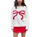 Women's Bow Brocade Sweater Autumn And Winter Lazy Style Loose And Warm Comfortable Pullover Knitwear_ecoleips.com