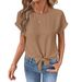Elegant Bow Hem Short Sleeve Blouse For Women - Round Neck Pullover Tops For Casual & Office Wear Versatile Wearability_ecoleips.com