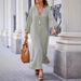 Short-Sleeved Autumn/Winter Cotton-Linen Shirt, Fashionable Casual Long-Sleeved Cardigan Dress For Women_ecoleips.com