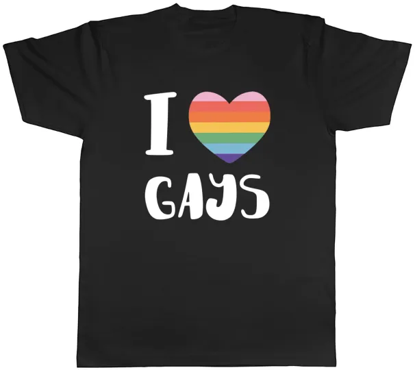 Women's T-Shirts Pride Rainbow Heart Mens T-Shirt I Love Gays LGBTQ+ Tee Gift_ecoleips.com