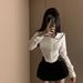 New College-style Navy Collar Fashionable Long-sleeve Shirt With Versatile Design And Unique Niche Appeal_ecoleips.com
