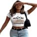 Summer Women's Casual Short Sleeve T-Shirt Crew Neck Printed Top European American Fashion Trend 2025_ecoleips.com