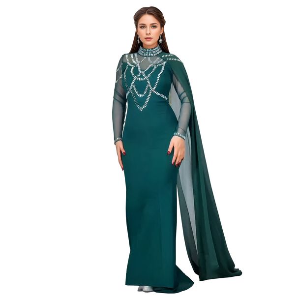 Fashion Women's Elegant Hot Diamond Slim Fitting Arm Wrapped Shawl Dress_ecoleips.com