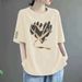 Women's Clothing Retro Burgundy T-Shirt Short Sleeved Round Neck Shoulder Design Unique And Stylish For Mothers Perfect For Summer Women's Top_ecoleips.com