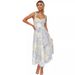 Stylish Floral Print V Neck Spaghetti Strap Dress Waist‑Defined Mid‑Length Summer Dress For Women_ecoleips.com
