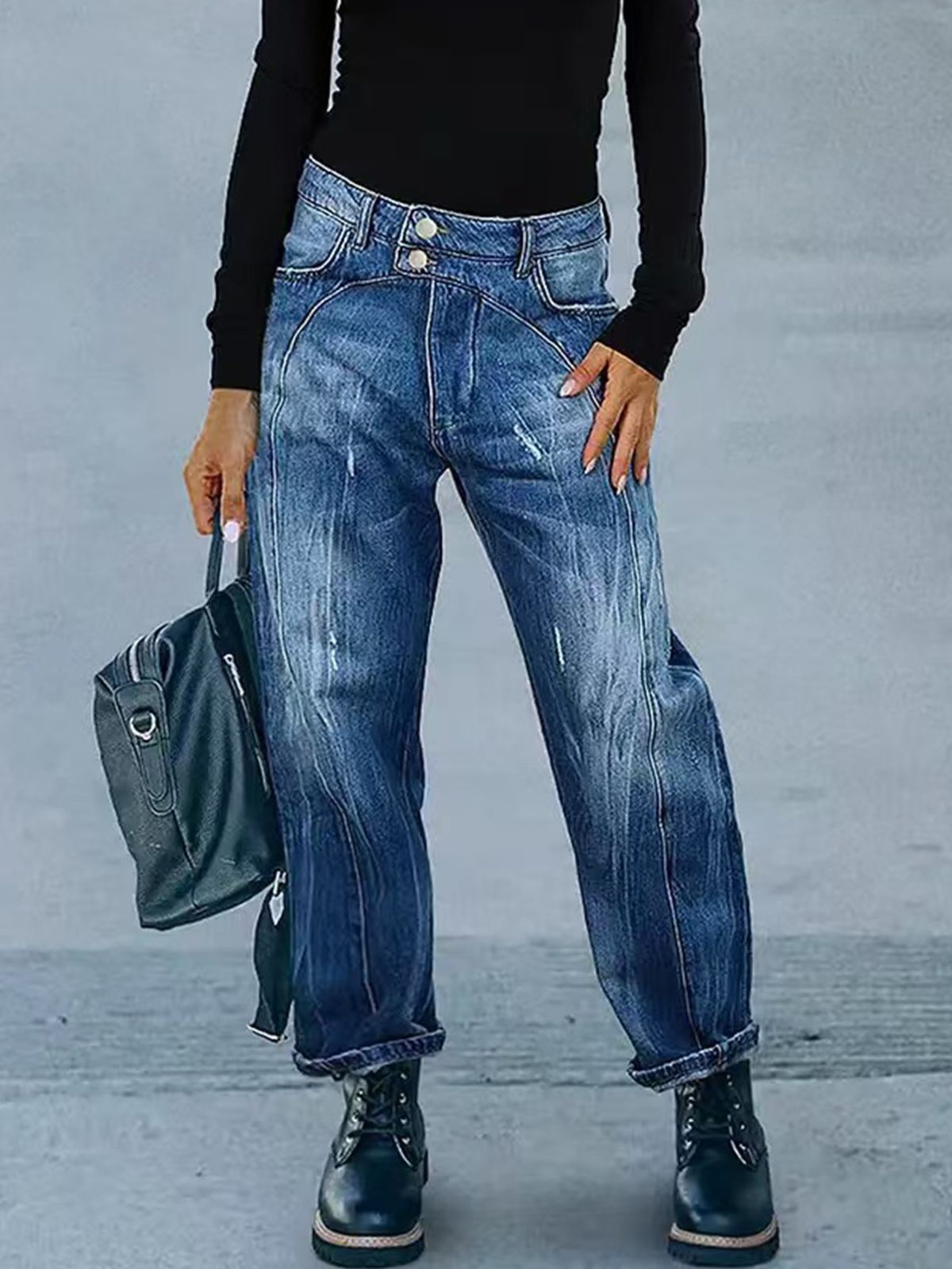 Women's Clothing New Models Women's Washed Denim Trousers Simple Fashion Casual Daily_ecoleips.com