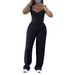 Women's Clothing Solid Color Casual Sling Tight Suit High Waist Wide Leg Trousers Suit_ecoleips.com