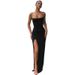 Women's Clothing New Summer Women's Suspender Neckline Slim Backless Sexy Slit Dress_ecoleips.com