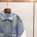 Women's Winter Denim Jacket Korean Style Beaded Lapel Cotton Coat_ecoleips.com