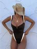 European And American Style Women's One Piece Swimsuit Color Block U Neck Bikini New Bikini029_ecoleips.com