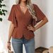 2026 European And American Fashionable Deep V-Neck Solid Color Single-Breasted Waist-Cinching_ecoleips.com